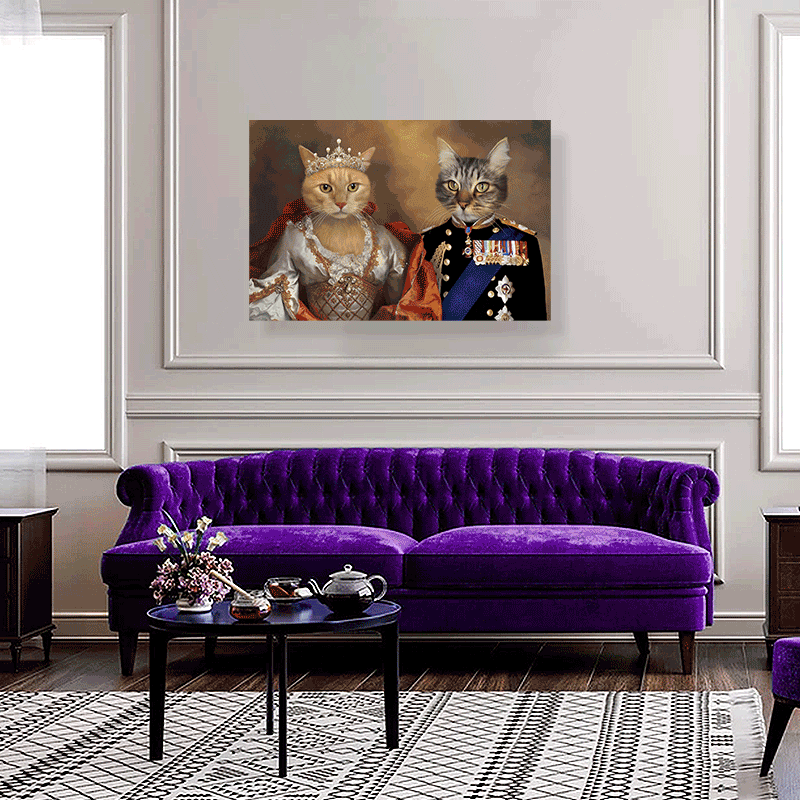Majestic Duo – Custom Royal Multi-Pet Portrait